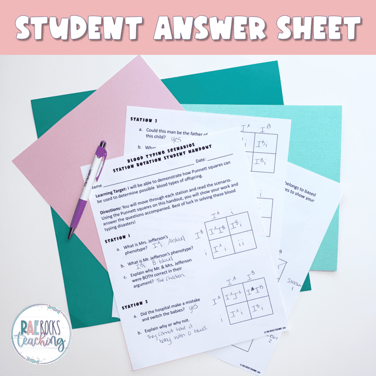 Punnett Squares Blood Types - Rae Rocks Teaching